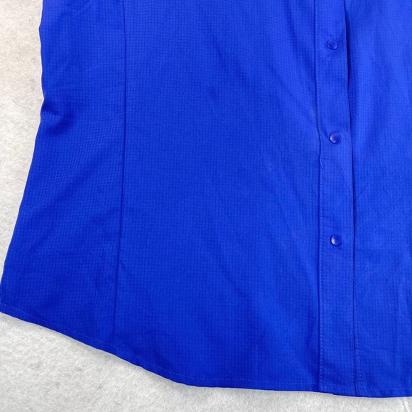 COLUMBIA Womens XL Blue Omni Shield SPF Performance Short Sleeve Button Up Shirt - Picture 7 of 13